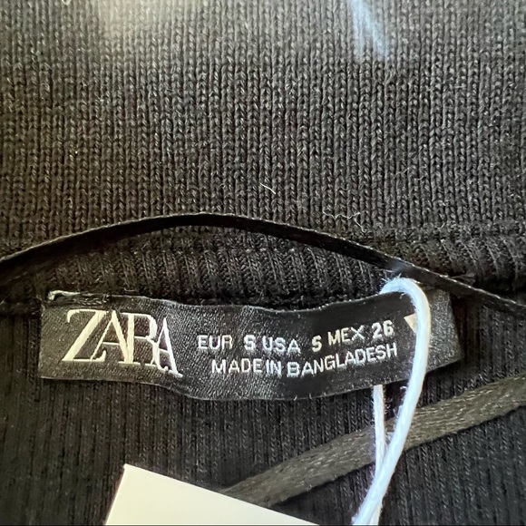 Zara Black Cropped Polo Top - Picture 7 of 8